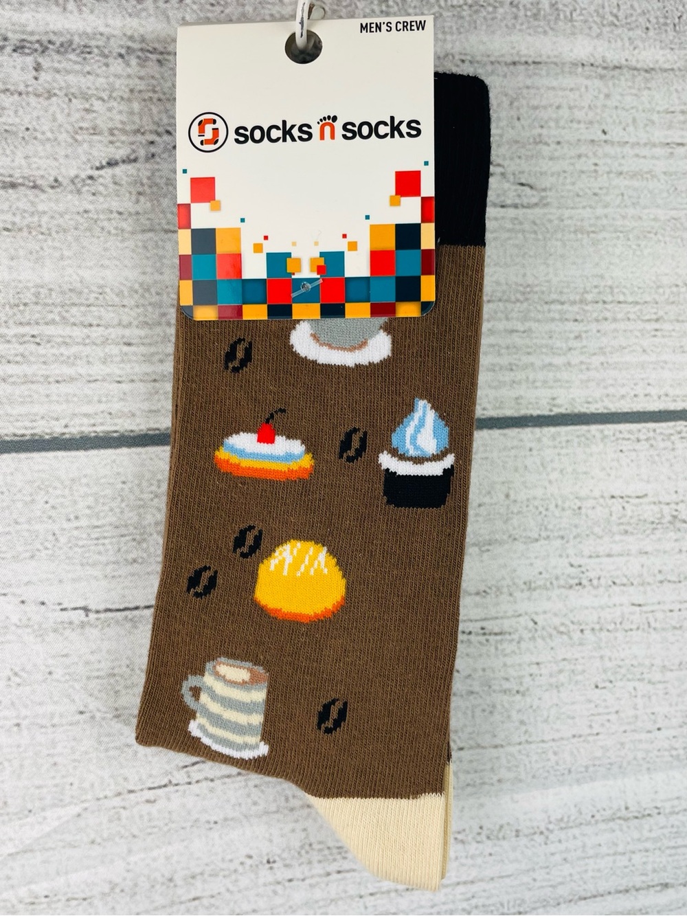 Socks n Socks Mens One Size Breakfast Food Theme Crew Socks - NEW